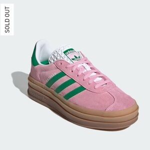🏝️🌺Sold out! Adidas Gazelle Bold Pink/Green Suede Shoes